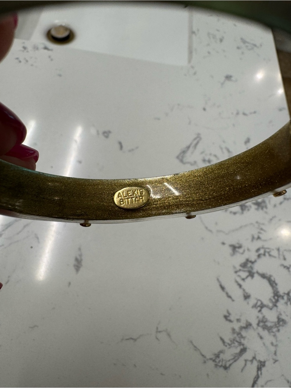 Alexis Bittar gold Resin Bangle with  Studs - Picture 3 of 3